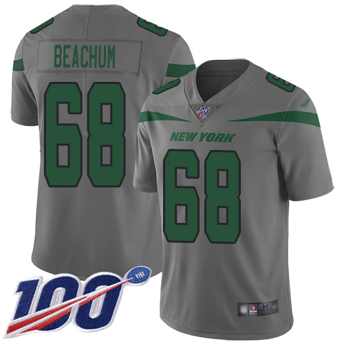 New York Jets Limited Gray Men Kelvin Beachum Jersey NFL Football #68 100th Season Inverted Legend